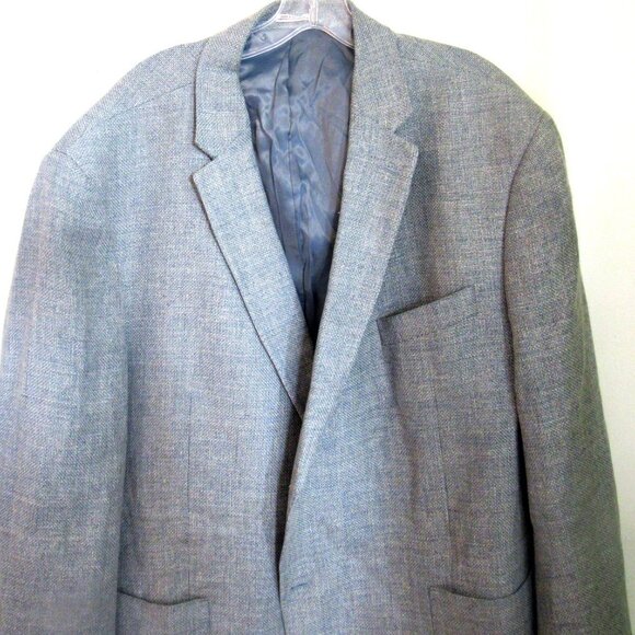Joseph Abboud Blue Wool / Linen Blend Size 52 Regular, Double Vent, Lined  E399 - Picture 2 of 12